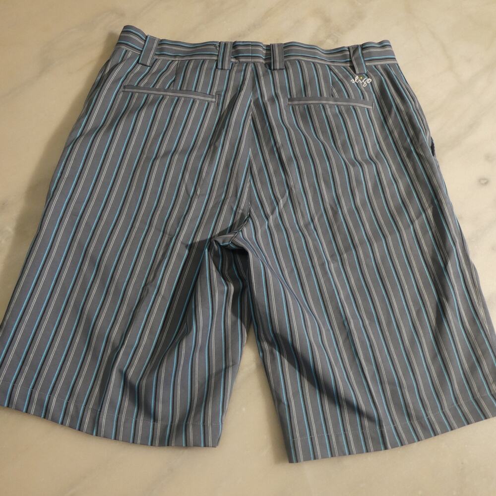 Sligo Golf Shorts Mens 34 Gray Blue‎ Striped Performance Stretch Flat Front - Picture 3 of 12